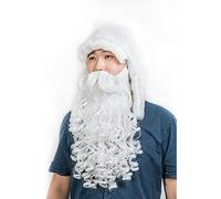 HOOLAZA Perruque de Père Noël avec grosses franges bouclées blanches et bouclées Whisker Christmas Party Cosplay