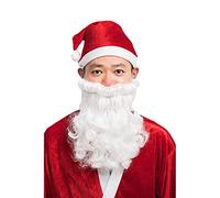 HOOLAZA Perruque de Père Noël avec grosses franges bouclées blanches et bouclées Whisker Christmas Party Cosplay