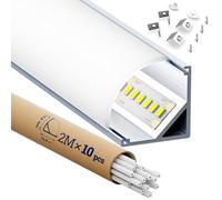 HOOLED Profile Alu pour Ruban LED 2 m x 10 pièces, Profilé d'angle LED à angle 90 degrés Montage en surface Tailles 15,8 mm x 15,8 mm Prend en charge les bandes de Led jusqu'à 10 mm