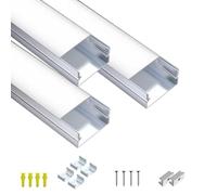 HOOLED Profilé LED encastrable en aluminium, 2 m x 10 pièces (soit 20 mètres au total), profilé en U avec diffuseur laiteux, kit d'installation en aluminium pour ruban LED de 15 mm