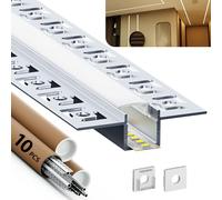 HOOLED Profilé led pour bandes LED 10 pièces x 2 m Total 20 m, Profile led Prend en charge les bandes de LED d'une largeur maximale de 12,6 mm Dimensions W15,4 mm (ailettes 55,5 mm) x H14,9 mm