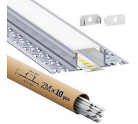 HOOLED Profilé LED pour Bandes LED 10 x 2 m TOL 20 m, avec couvercle PC mat,Profile Tailles W24,4 mm (ailettes 61,8 mm) x H12,5 mm, supporte les bandes d'une largeur inférieure ou égale à 20 mm