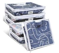 Hoolerry Lot de 6 sacs de rangement en plastique PVC transparent avec fermeture éclair et étiquette pour couvertures, vêtements, placard, couette, oreiller, drap de lit (36 x 30,5 x 8,1 cm)