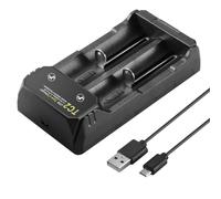HOOLRZI Batterie de charge 2 A pour batteries 18650 21700 26650 avec cordon de charge de 60 cm Design ABS Câble USB de type C