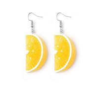 HOOLRZI Boucle d'oreille Fruit Citron et Mandarine Résine Longue Mignonne Charme Boucle d'oreille Mode Bijoux Cadeaux