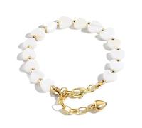 HOOLRZI Bracelet de perles tendance avec breloque cœur/lune/étoile - Longueur réglable - Pour les tenues quotidiennes