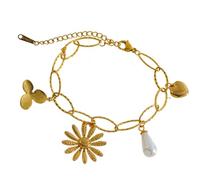 HOOLRZI Bracelet élégant avec breloque fleur et cœur pour des styles polyvalents pour toutes les occasions, taille unique, Comme décrit