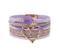 HOOLRZI Bracelet multicouche en cuir Bohomian pour femme avec cœur - Accessoire de poignet tendance