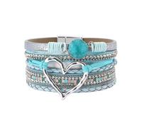 HOOLRZI Bracelet multicouche en cuir Bohomian pour femme avec cœur - Accessoire de poignet tendance
