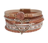 HOOLRZI Bracelet multicouche en cuir Bohomian pour femme avec cœur - Accessoire de poignet tendance