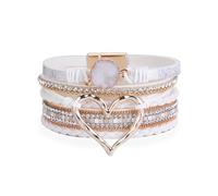 HOOLRZI Bracelet multicouche en cuir Bohomian pour femme avec cœur - Accessoire de poignet tendance