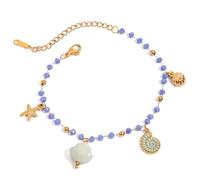 HOOLRZI Bracelets à breloques réglables en forme d'étoile de mer avec perles en acier inoxydable unisexe pour un usage quotidien et des cadeaux au quotidien Breloque coquillage de mer, taille unique