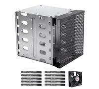 HOOLRZI Cage de disque dur en acier inoxydable de 12,7 x 8,9 cm avec espace pour ventilateur, cage de disque dur en acier inoxydable
