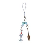 HOOLRZI Chaîne de téléphone en forme de fourchette en perles ornement cœur perlé pour téléphone portable, cordon de téléphone, breloque de sac pour les personnes à la mode