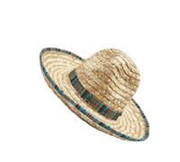 HOOLRZI Chapeau de paille respirant ethnique avec bordure colorée unisexe Mexique Panama pour festival de musique activités de plein air Mexique Sombrero, Chapeau de paille bord bleu, M