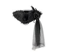 HOOLRZI Chapeau tricorne victorien avec long voile et bordure en dentelle, parfait pour costume de guerre révolutionnaire, interprètes, jeu de rôle, chapeau de capitaine pirate