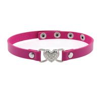 HOOLRZI Collier en cuir avec pendentif en forme de cœur et strass pour couples exprimant l'amour dans un moment spécial - Collier en cuir avec strass pour couple - Expression d'amour, taille unique