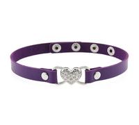 HOOLRZI Collier en cuir avec pendentif en forme de cœur et strass pour couples exprimant l'amour dans un moment spécial - Collier en cuir avec strass pour couple - Expression d'amour, taille unique