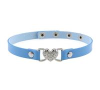 HOOLRZI Collier en cuir avec pendentif en forme de cœur et strass pour couples exprimant l'amour dans un moment spécial - Collier en cuir avec strass pour couple - Expression d'amour, taille unique