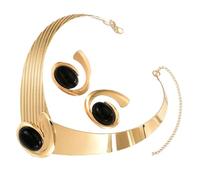 HOOLRZI Collier Géométrique Élégant Et Boucles D'oreilles Assorties Ensemble D'accessoires De Bijoux Faits À La Main Accessoires De Géométrie Bijoux Géométriques Uniques Pour Femmes