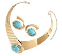 HOOLRZI Collier Géométrique Élégant Et Boucles D'oreilles Assorties Ensemble D'accessoires De Bijoux Faits À La Main Accessoires De Géométrie Bijoux Géométriques Uniques Pour Femmes