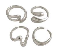 HOOLRZI Ensemble de bagues géométriques irrégulières polyvalentes de style gothique pour homme et femme - Bijoux tendance - Cadeaux spéciaux - Usage quotidien, taille unique, Comme décrit, Comme