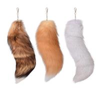 HOOLRZI Ensemble De Pendentifs Porte-clés En Fausse Fourrure Extra Large 3 Pièces Queue De Renard Breloque De Ornement Pour Clés De À Main Décoration De Voiture Pendentif En Fausse Fourrure