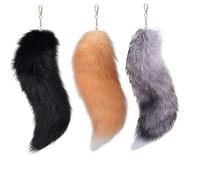 HOOLRZI Ensemble De Pendentifs Porte-clés En Fausse Fourrure Extra Large 3 Pièces Queue De Renard Breloque De Ornement Pour Clés De À Main Décoration De Voiture Pendentif En Fausse Fourrure
