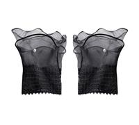 HOOLRZI Faux manchettes décoratives détachables en dentelle complexe avec perles - Tenue formelle et décontractée - Complément de gants en maille, Noir , taille unique