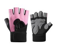 HOOLRZI Gants antidérapants demi-doigts d'entraînement avec bande de poignet pour cyclisme, haltérophilie, bodybuilding, fitness, gants de sport demi-doigts