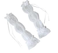 HOOLRZI Gants de demoiselles d'honneur en maille à pois - Manches longues en dentelle - Respirantes et élastiques - Pour un usage quotidien - Gants de mariage en dentelle, blanc, taille unique