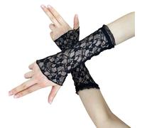 HOOLRZI Gants de poignet en dentelle florale délicate - Accessoires de mariage vintage pour la plage, les mariages, les événements formels - Gants de mariage floraux vintage, Noir , taille unique