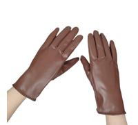 HOOLRZI Gants d'hiver coupe-vent en cuir synthétique de qualité supérieure - Doublure thermique - Accessoires pour temps froid - Gants thermiques en cuir synthétique pour femme, marron, taille unique