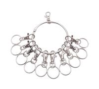 HOOLRZI Grands anneaux ronds avec fermoir mousqueton, anneaux en métal portables, accessoires de clés, faciles à utiliser