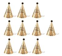HOOLRZI Lot de 10 chapeaux coniques en aluminium avec peluche sécurisée pour anniversaire, activité familiale, fête
