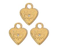 HOOLRZI Lot de 3 pendentifs élégants en forme de cœur français avec strass pour bijoux distinctifs pour femmes, taille unique, Comme décrit, Comme décrit.