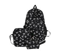 HOOLRZI Lot de 3 sacs à dos avec nœuds mignons, sac à dos d'école, sac à dos de voyage, grande capacité, décontracté, sacs à dos esthétiques, Noir , Beauté de masse