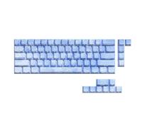 HOOLRZI Lot de touches bleues glacées PBTs 64/74 touches latérales gravées translucides pour claviers mécaniques de jeu, touches rétroéclairées