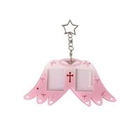 HOOLRZI Lovely Ailerons Plan Double Slot Identity Portefeuille avec Appendice Porte-clés Polyacrylate Permanent pour Voyage Quotidien Voyage Élégant Acrylique Porte-Carte