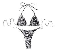 HOOLRZI Maillot de bain triangulaire imprimé unique comprenant un soutien-gorge haut et un slip en tissu doux pour un look unique de plage ou de piscine imprimé léopard