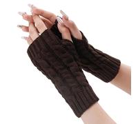 HOOLRZI Mitaines élastiques en fibre acrylique pour l'hiver, l'extérieur, l'intérieur et l'extérieur, café, taille unique