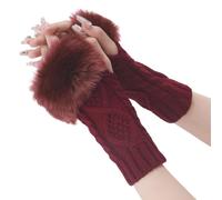 HOOLRZI Mitaines élégantes à motif losange, gants tricotés élégants pour femmes, adolescentes, filles, Varoius, rehausseur de bras élégant, rouge vin, taille unique