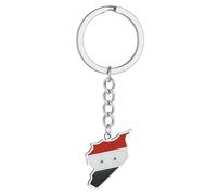 HOOLRZI Mode Porte-clés en Acier Inoxydable Syrie Carte Drapeau Pendentif Porte-clés pour Femmes Hommes Or Argent Couleur Charme Porte-clés Sac Ornement Bijoux Cadeau