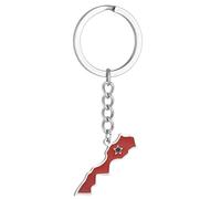 HOOLRZI Mousqueton Boucle Maroc Carte Drapeau Porte-clés en Acier Inoxydable Porte-clés Maroc Souvenirs Bijoux Pendentif Porte-clés Cadeaux pour Femmes et Hommes