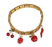 HOOLRZI Pendentif coloré avec breloque fruit et piment, bracelet en acier inoxydable pour femmes et filles, accessoire de mode, bijoux de mode italiens, taille unique, Comme décrit
