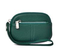HOOLRZI Pochette en cuir pour femme avec dragonnes, porte-monnaie, porte-cartes, porte-monnaie, fermeture éclair, vert foncé