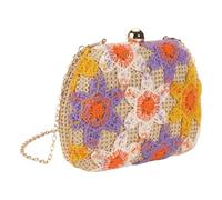 HOOLRZI Pochettes en paille pour femme - Sac à main d'été en paille tissée à fleurs - Sac à bandoulière - Sac à main de soirée - Pochette de paille pour femme, 01Style