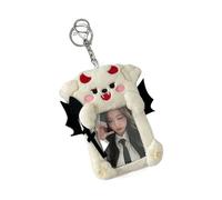 HOOLRZI Porte-carte Photo en peluche avec porte-clés, pochette Photo diable/ange, porte-carte Photo Kpop, porte-carte d'étudiant, pendentif de sac