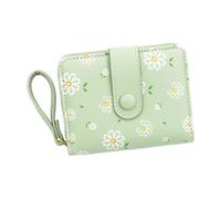 HOOLRZI Porte-cartes compact avec fermetures éclair lisses pour étudiants, pour ranger des pièces de monnaie, des espèces, un campus, un design de dessin animé, Vert