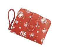 HOOLRZI Porte-cartes compact avec fermetures éclair lisses pour étudiants, pour ranger des pièces de monnaie, des espèces, un campus, un design de dessin animé, Rouge